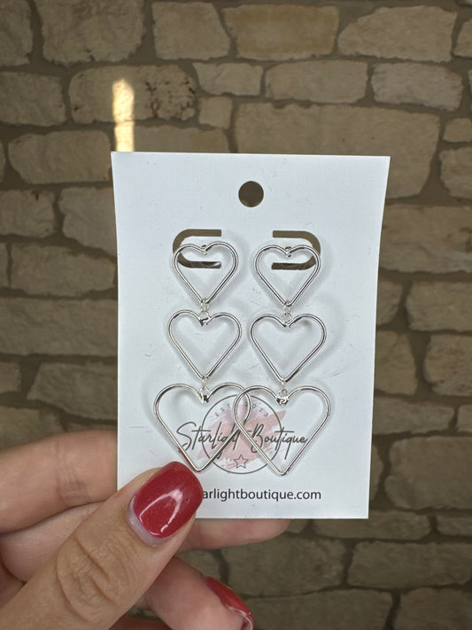 Triple Heart Earrings