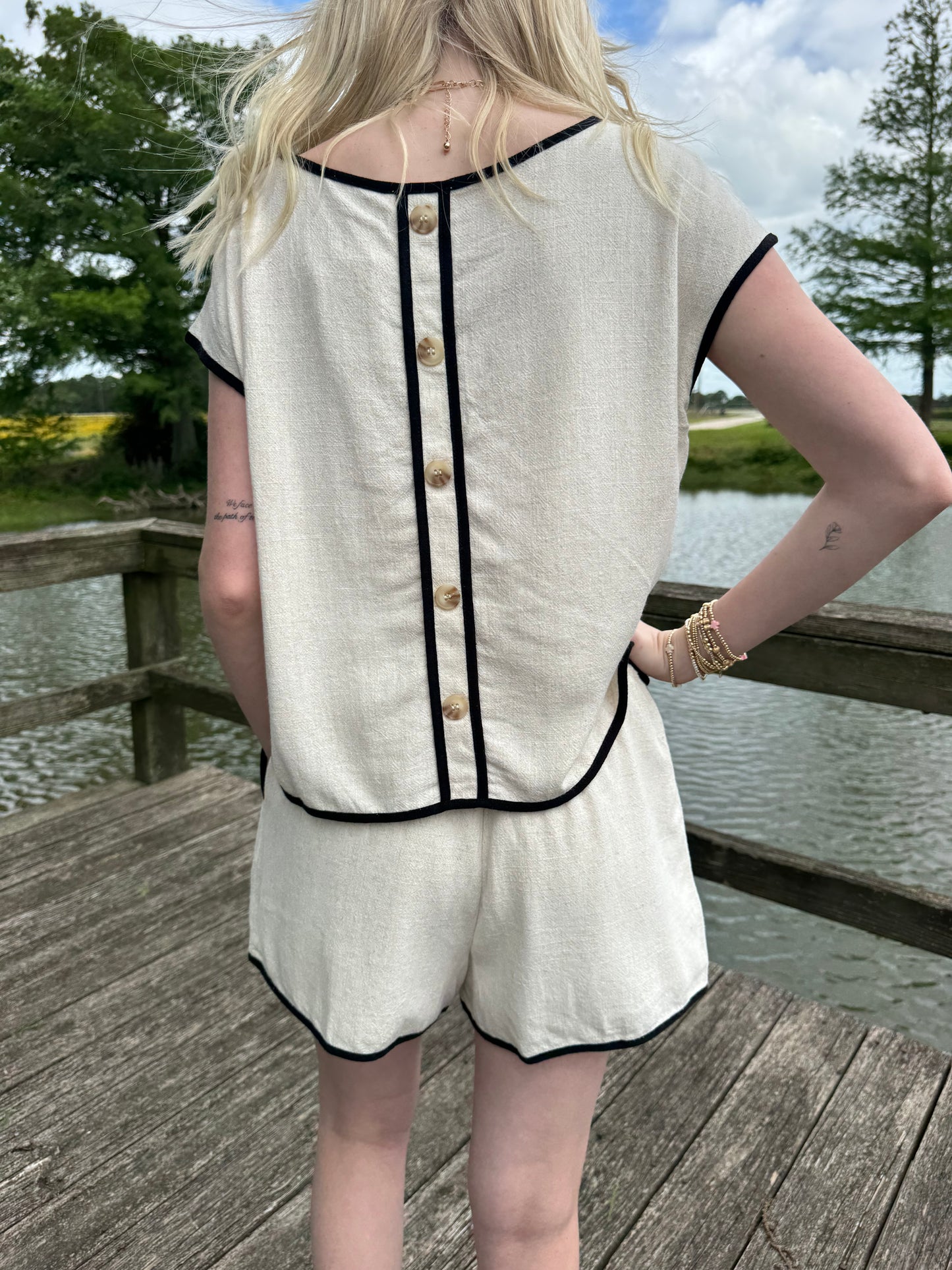 Lori Natural Linen Short Set