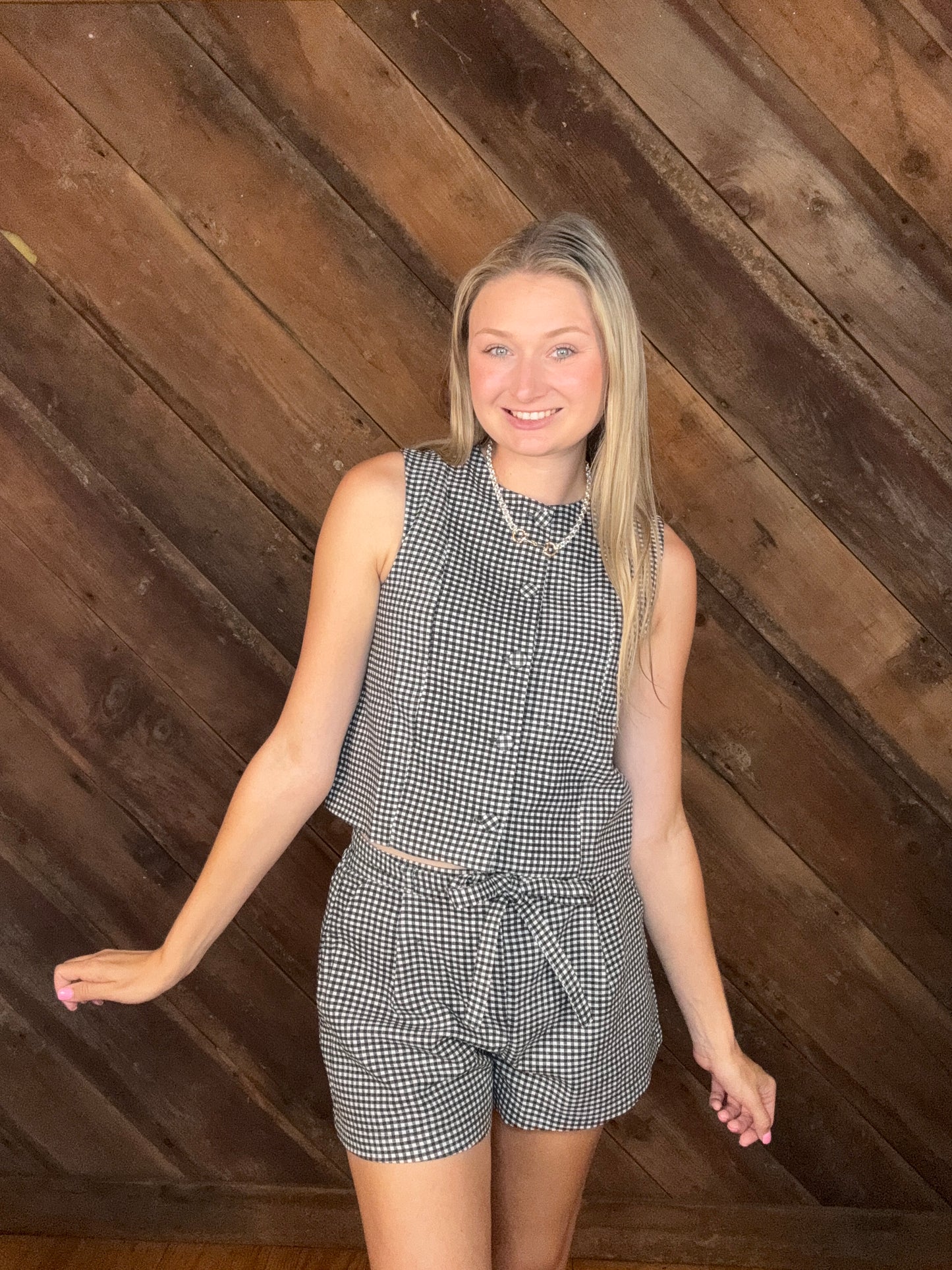 Black Gingham Short Set