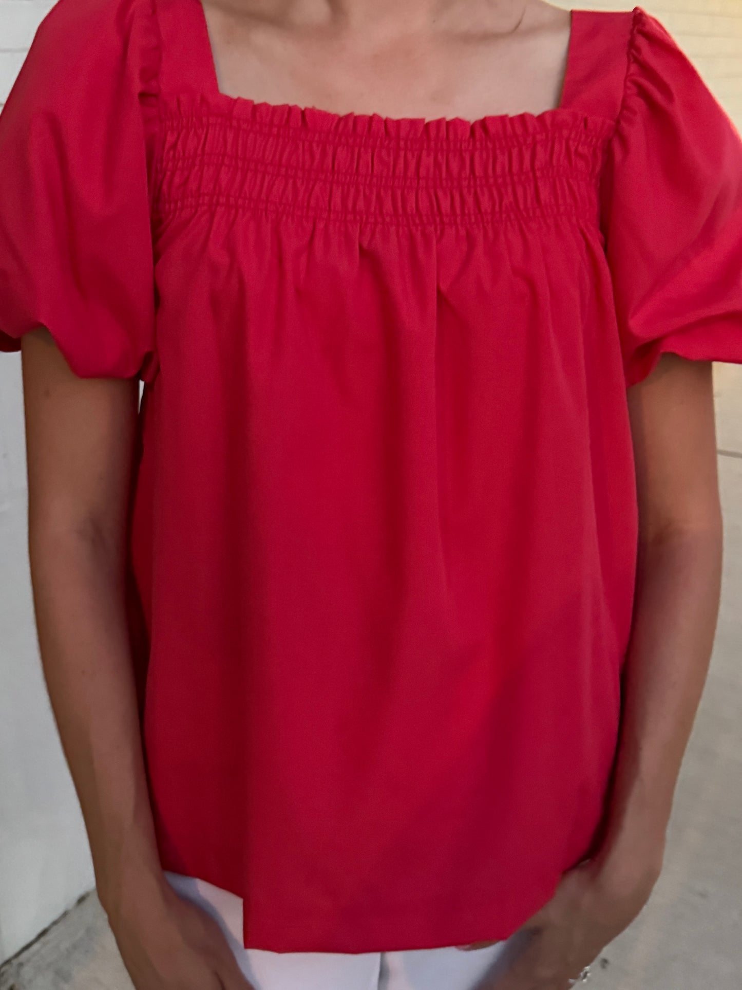 Brenda Red Square Neck Top