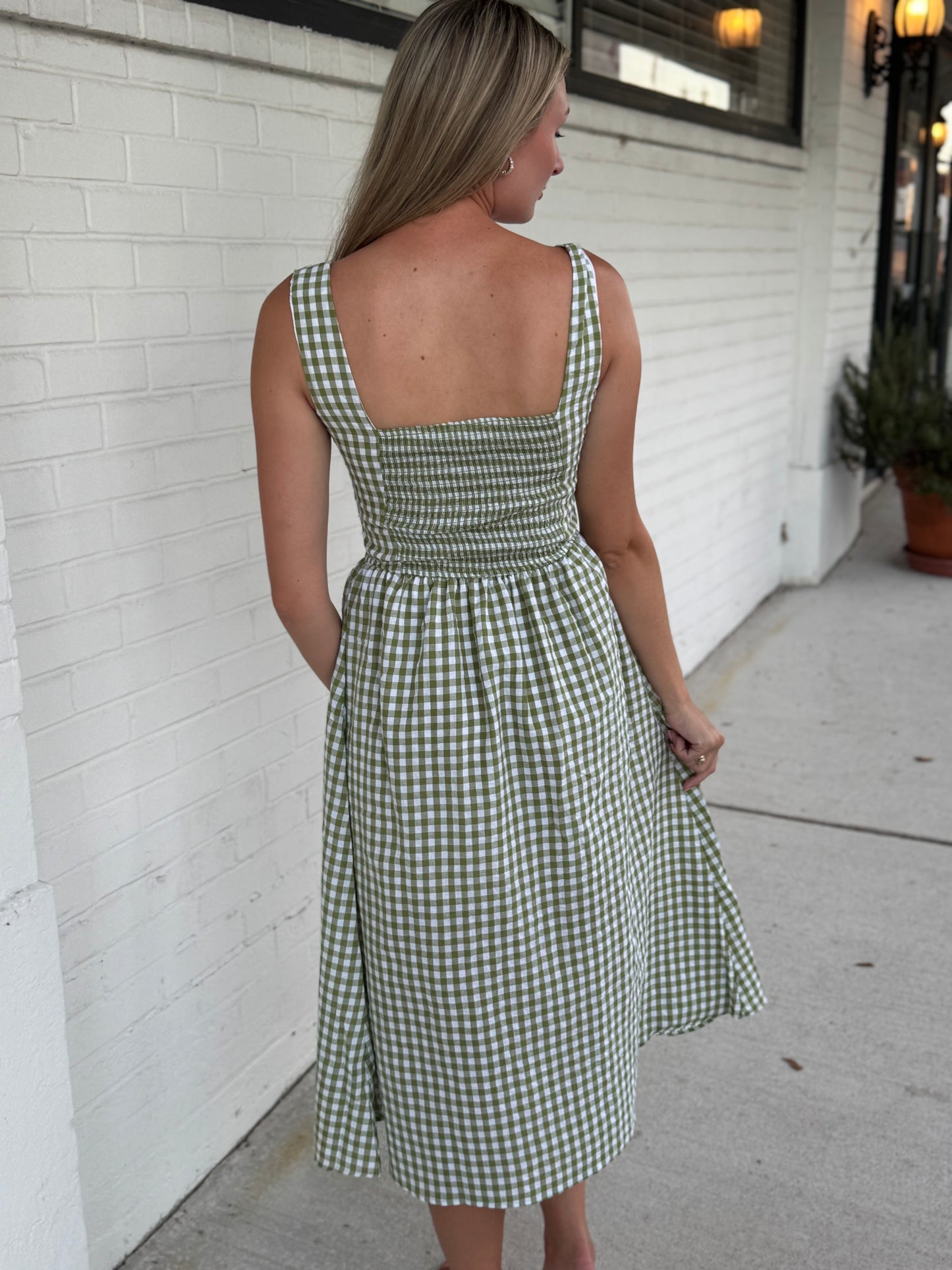 Callie Green Basque Waist Midi Dress