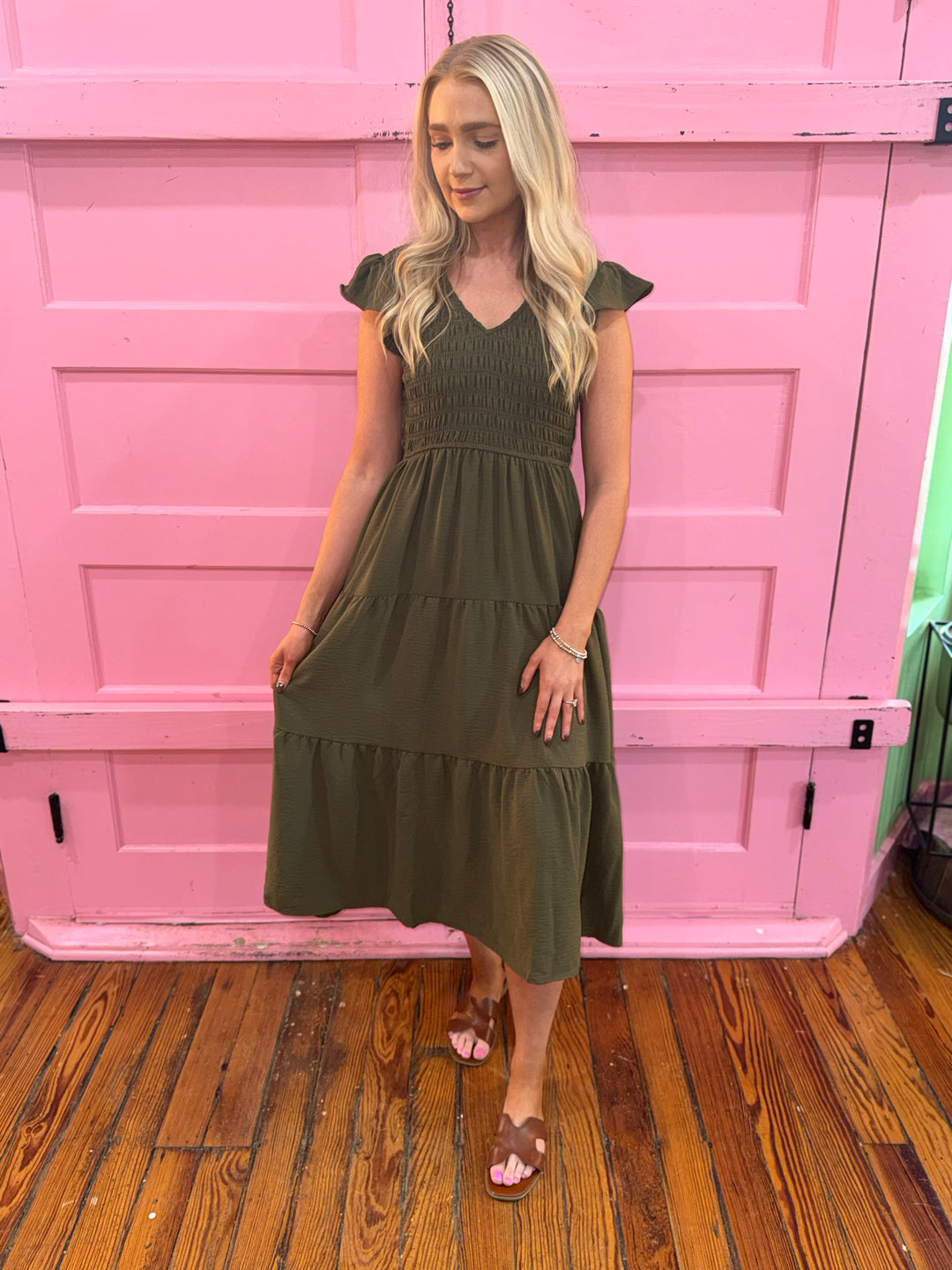 Name Of The Game Dress Olive Dress