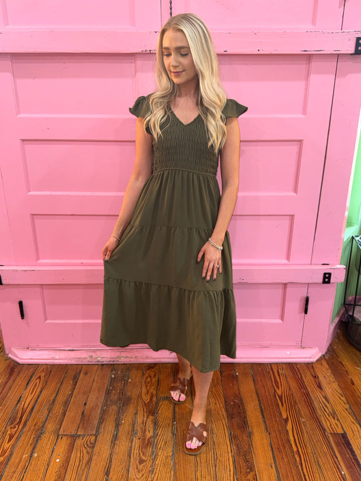 Name Of The Game Dress Olive Dress