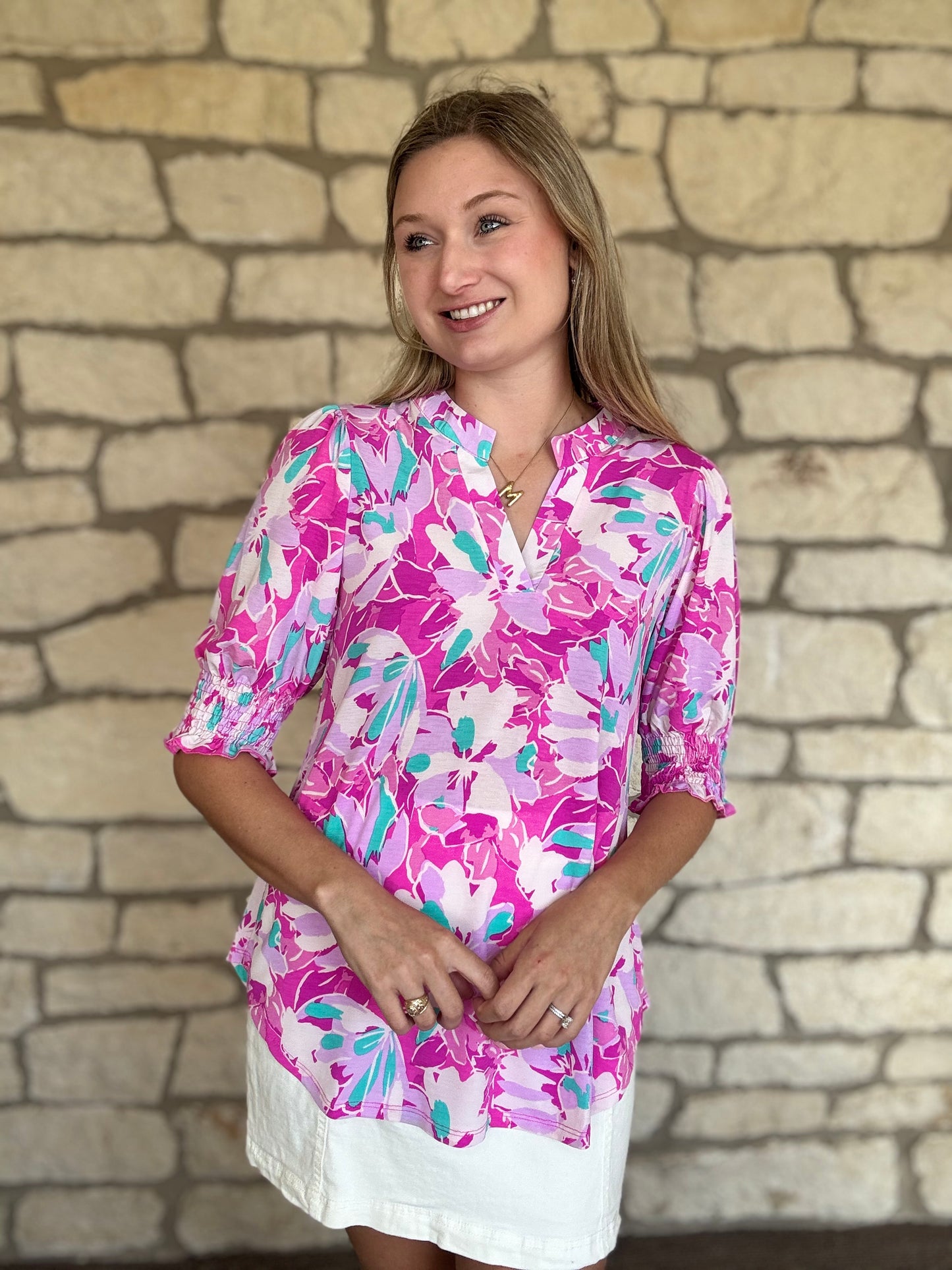 Lauren 3/4 Sleeve Floral Top