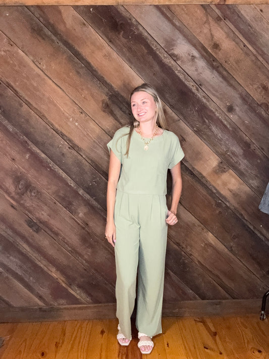Coffee Date Olive Pant Set