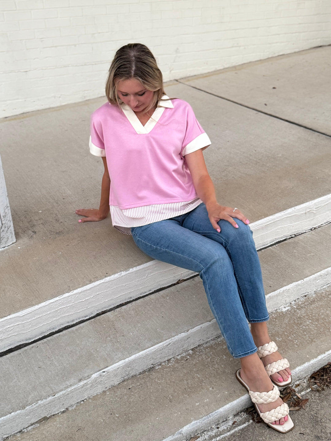 Lois Pink Stripe Top