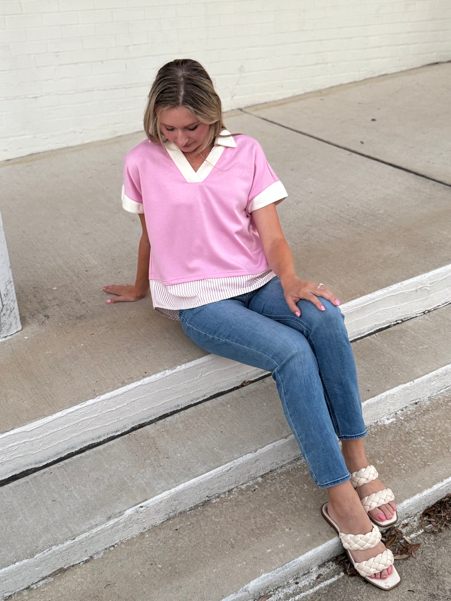 Lois Pink Stripe Top