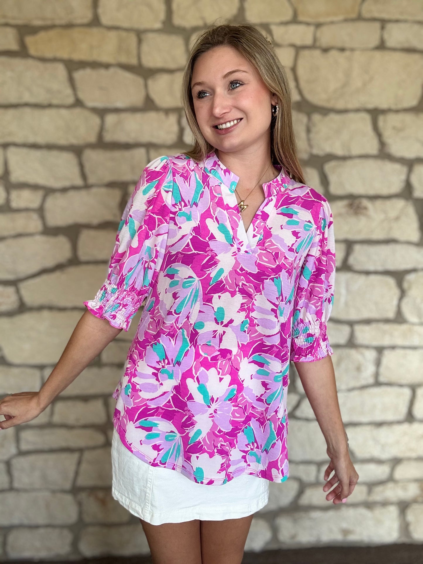 Lauren 3/4 Sleeve Floral Top