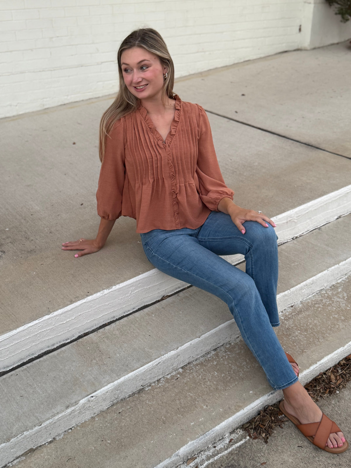 Kayla Rust 3/4 Sleeve Top