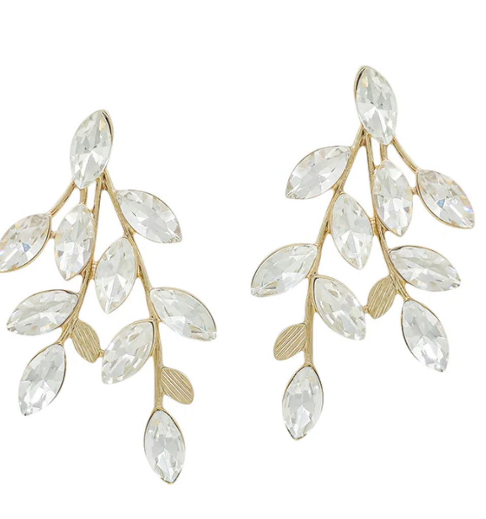 Crystal Leaf Earrings