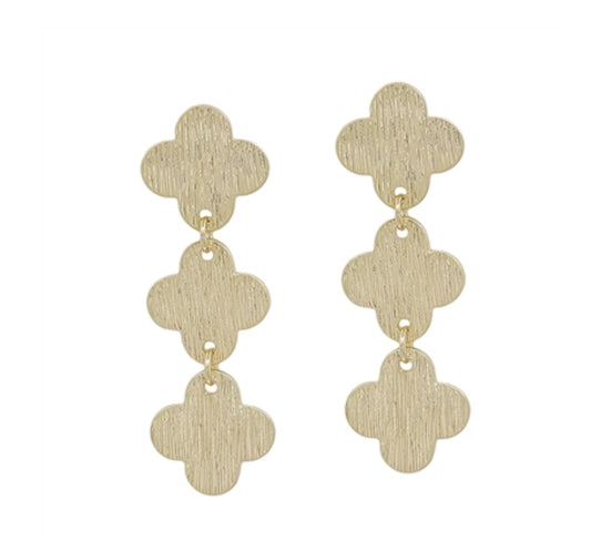 Worn Clover Earrings- Gold