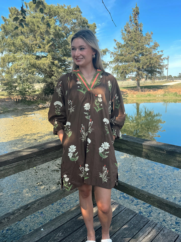 Emma Brown Long Sleeve Cotton Dress
