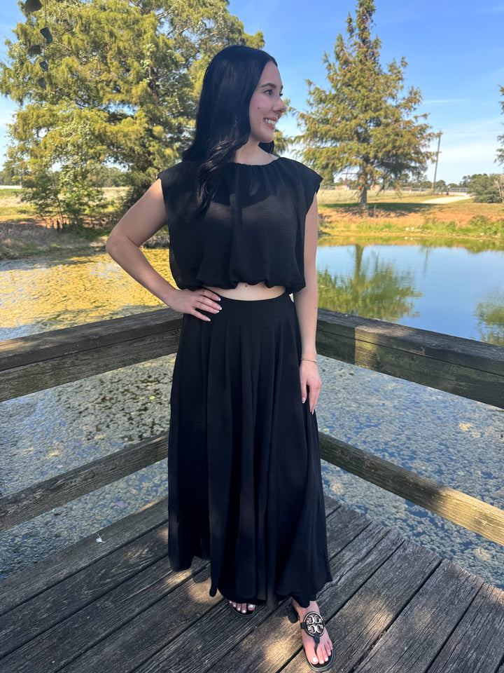 Kaitlyn Black Skirt Set
