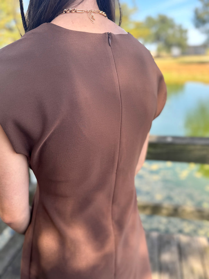 Jade Brown Pleaded Mini Dress