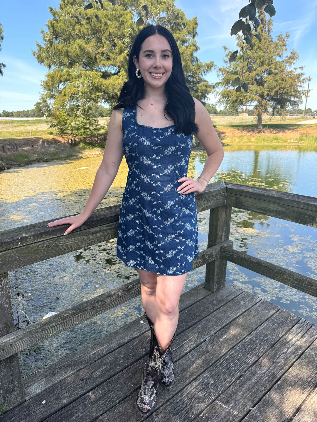 Ruby Embroidered Denim Mini Dress