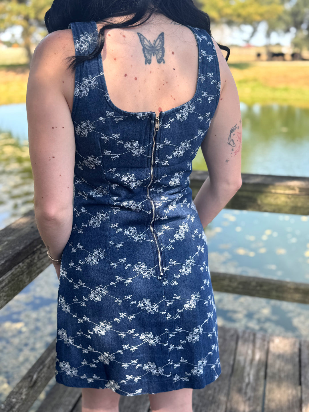 Ruby Embroidered Denim Mini Dress