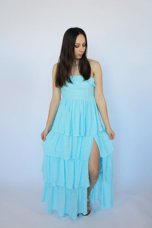 Annie Blue Strapless Dress