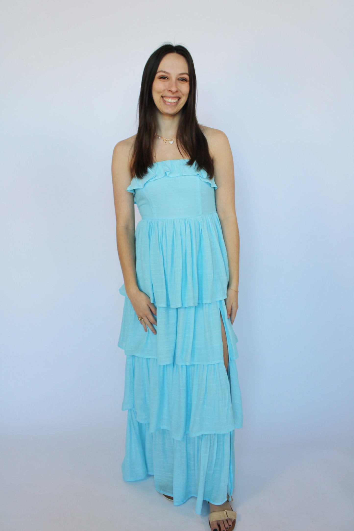 Annie Blue Strapless Dress
