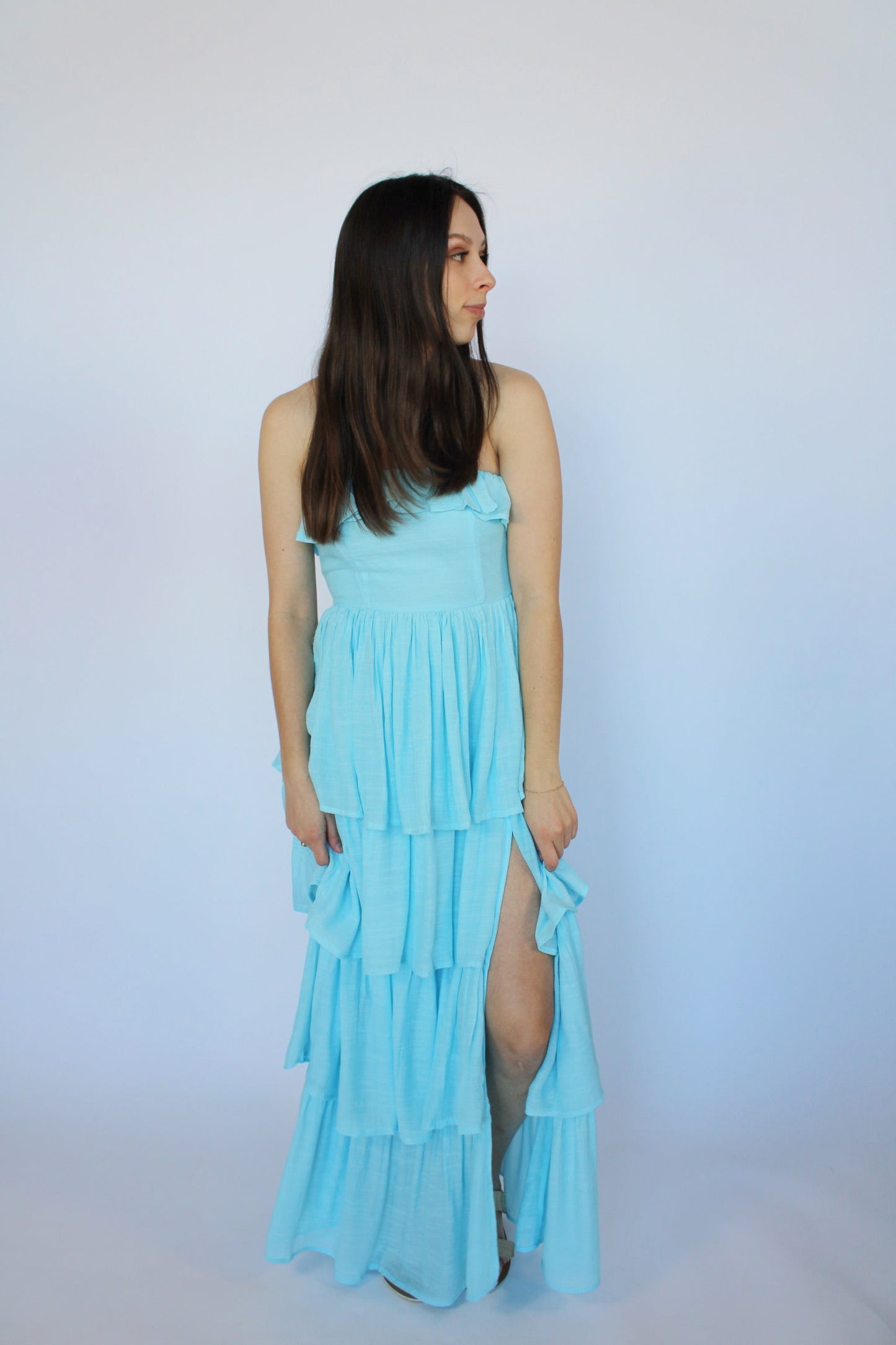 Annie Blue Strapless Dress
