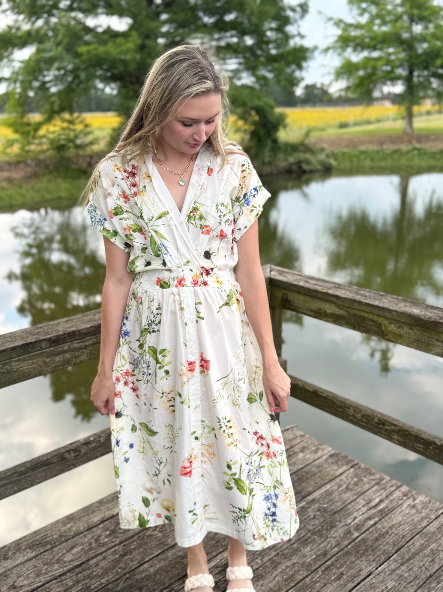 Shannon Floral Cotton Midi Dress
