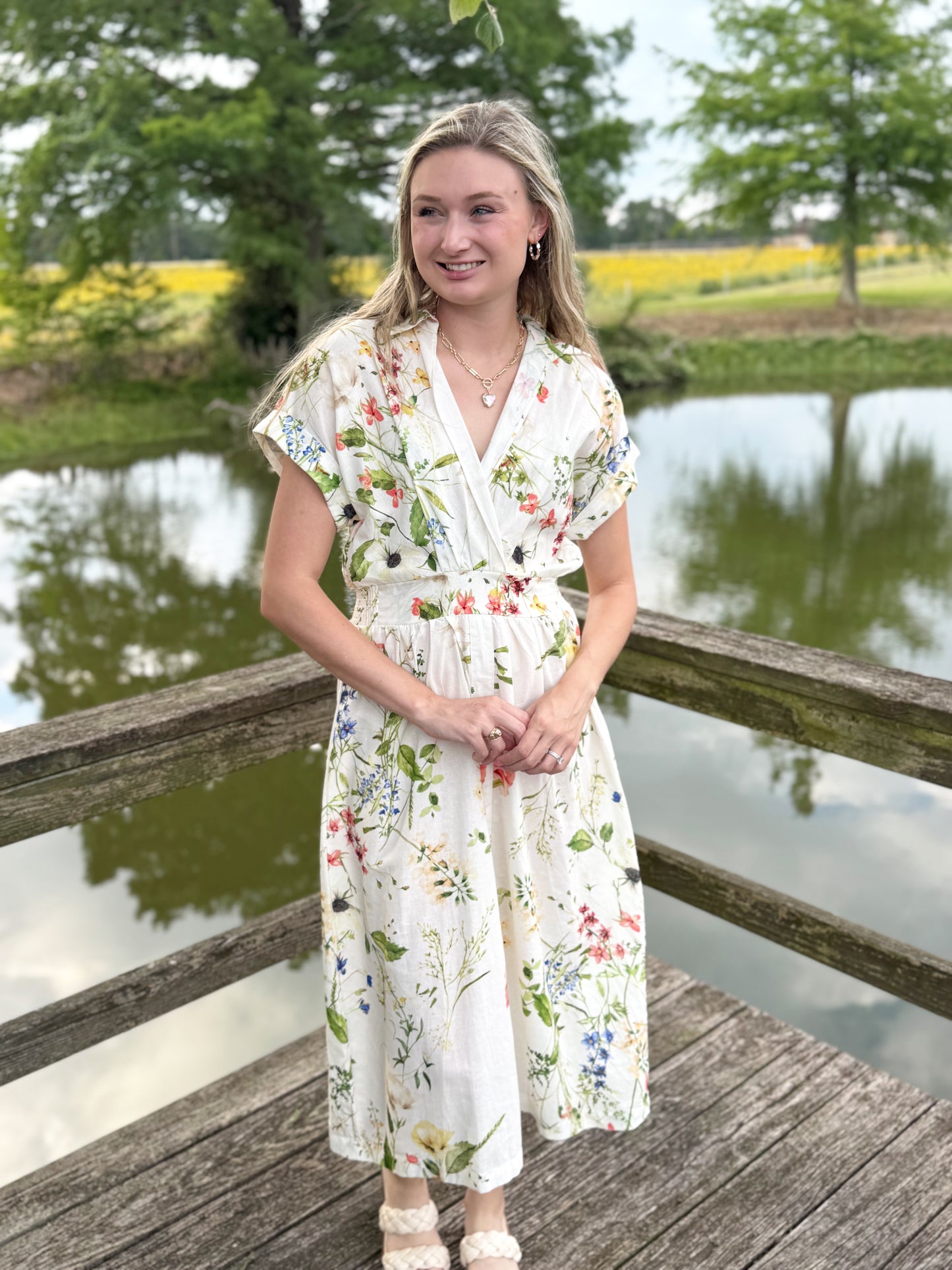Shannon Floral Cotton Midi Dress