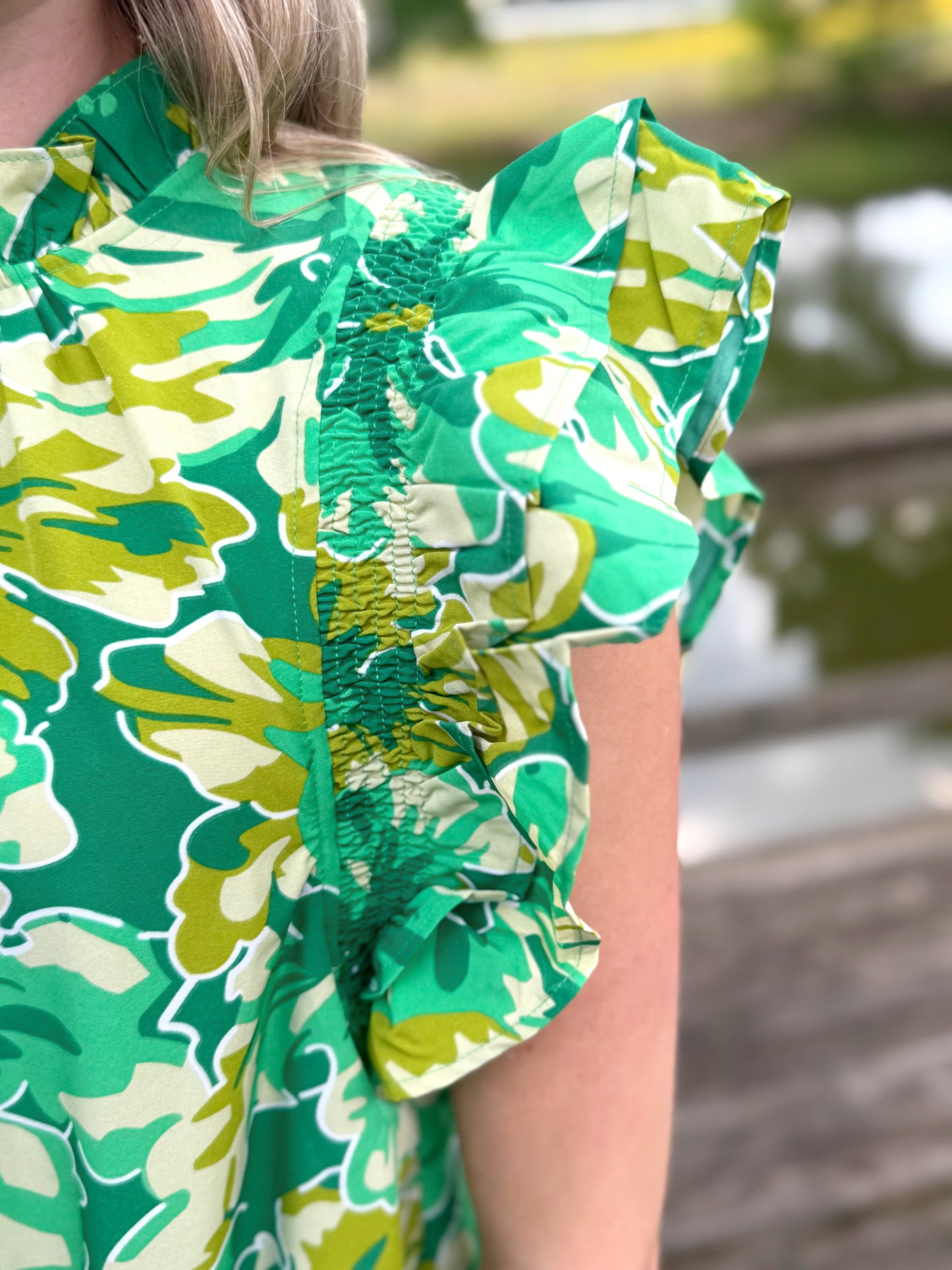 Anna Ruffle Green Mini Dress