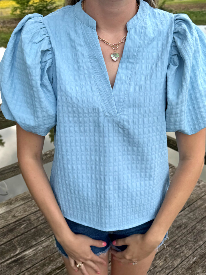 Allison Puff Sleeves Blue Top