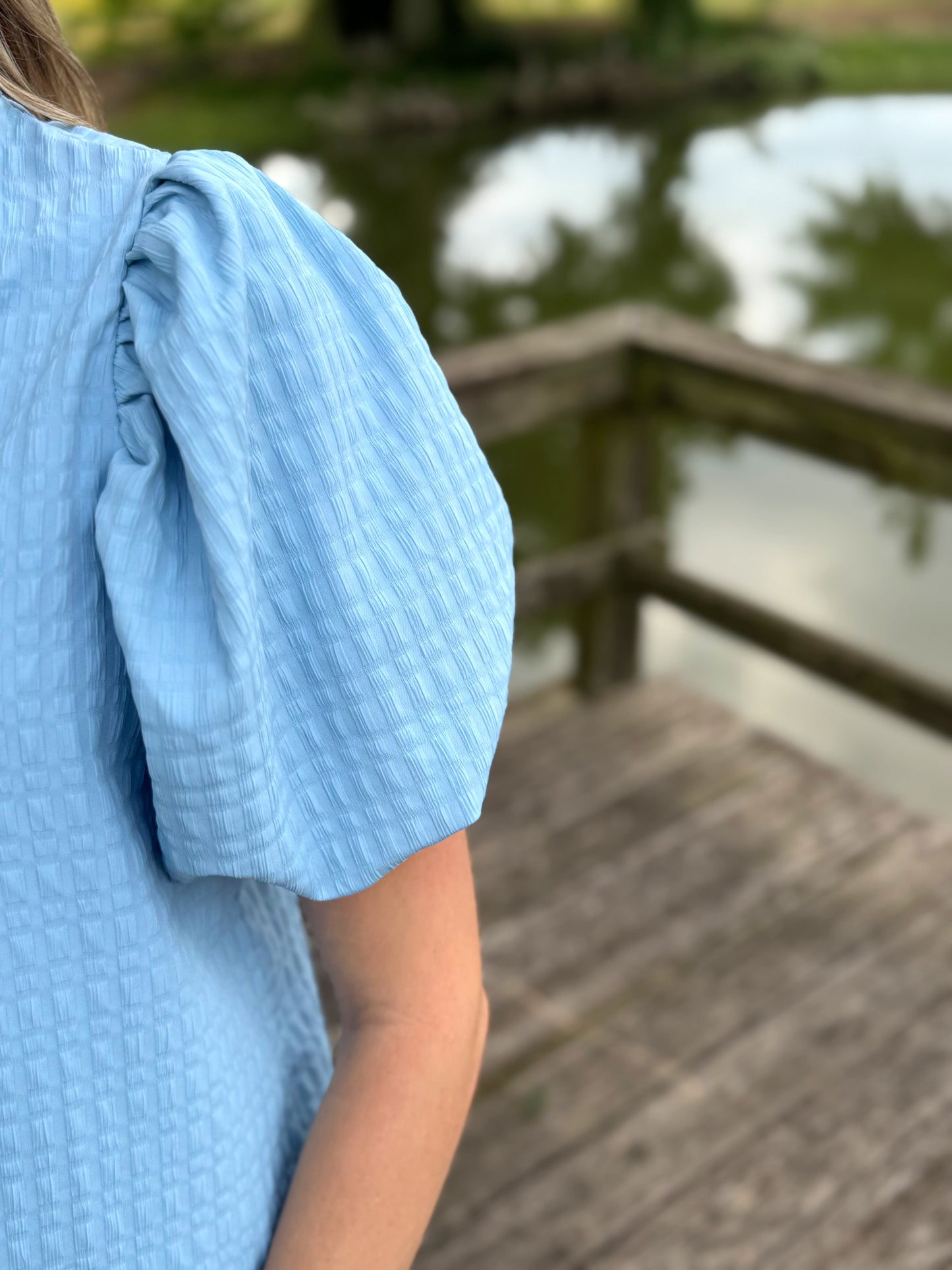 Allison Puff Sleeves Blue Top