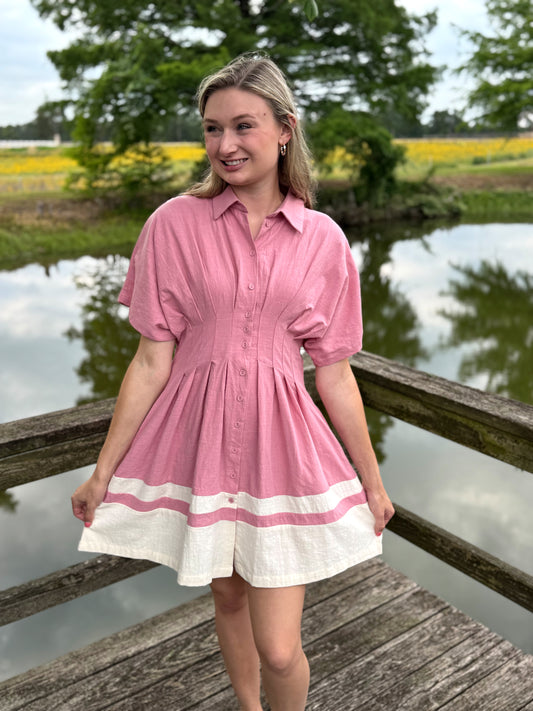 Daphne Pink Collared Dress
