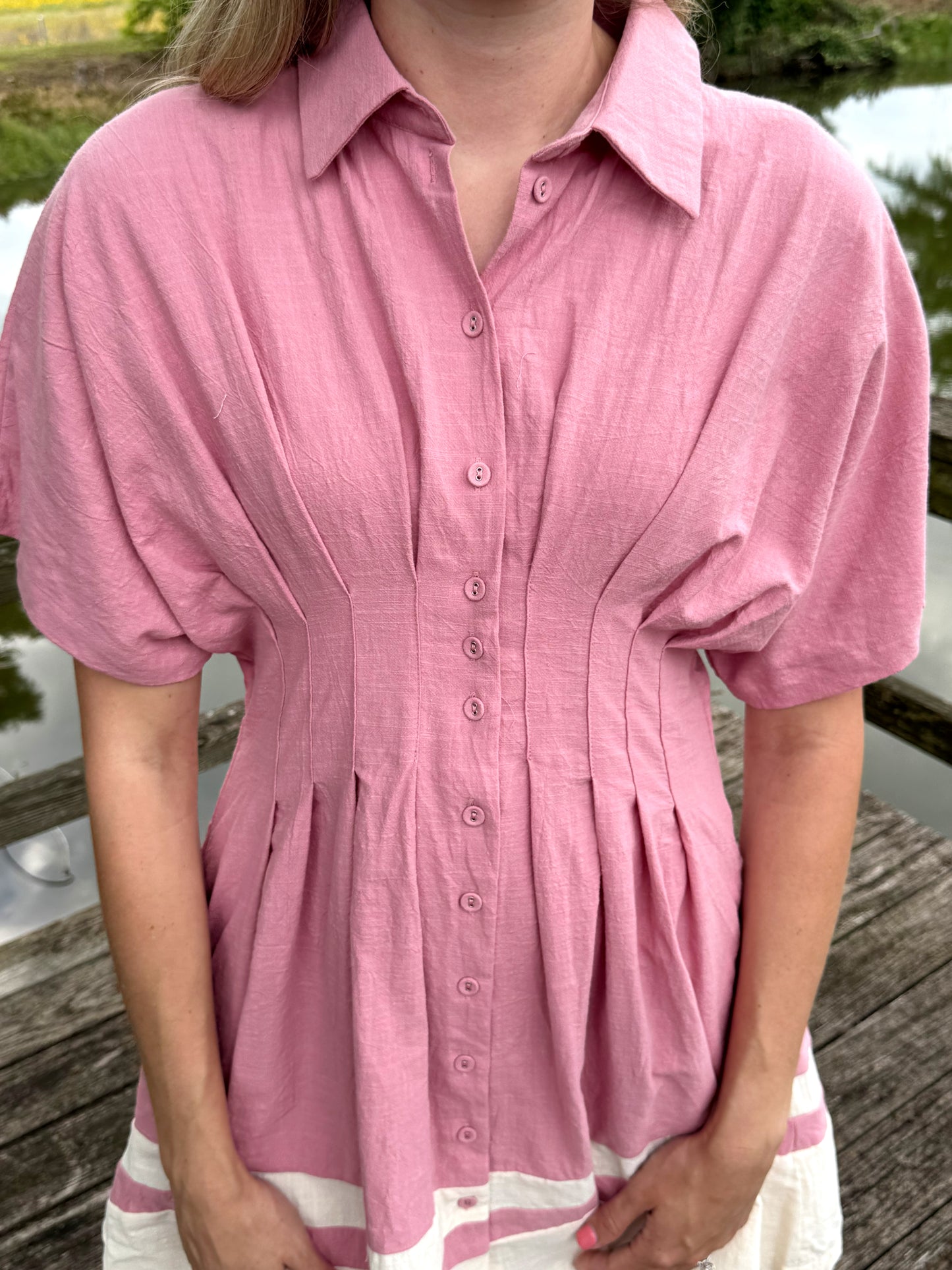 Daphne Pink Collared Dress