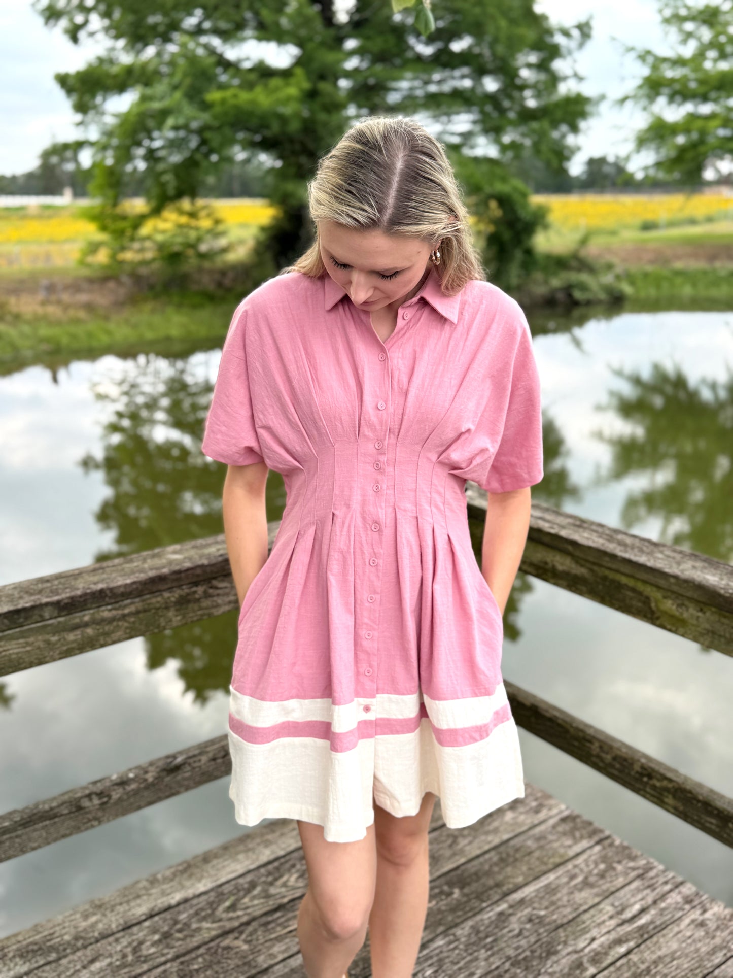 Daphne Pink Collared Dress