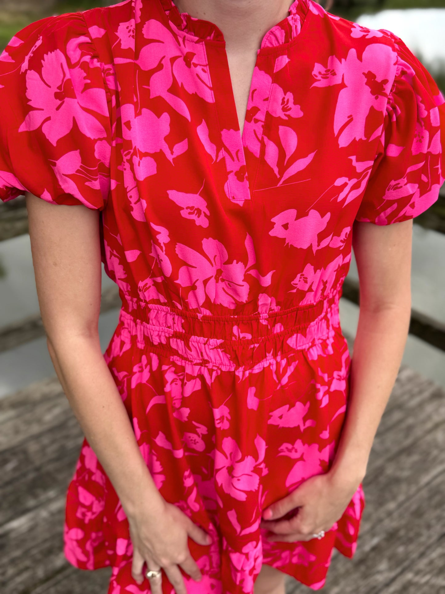 Ava Puff Sleeve Red Mini Dress