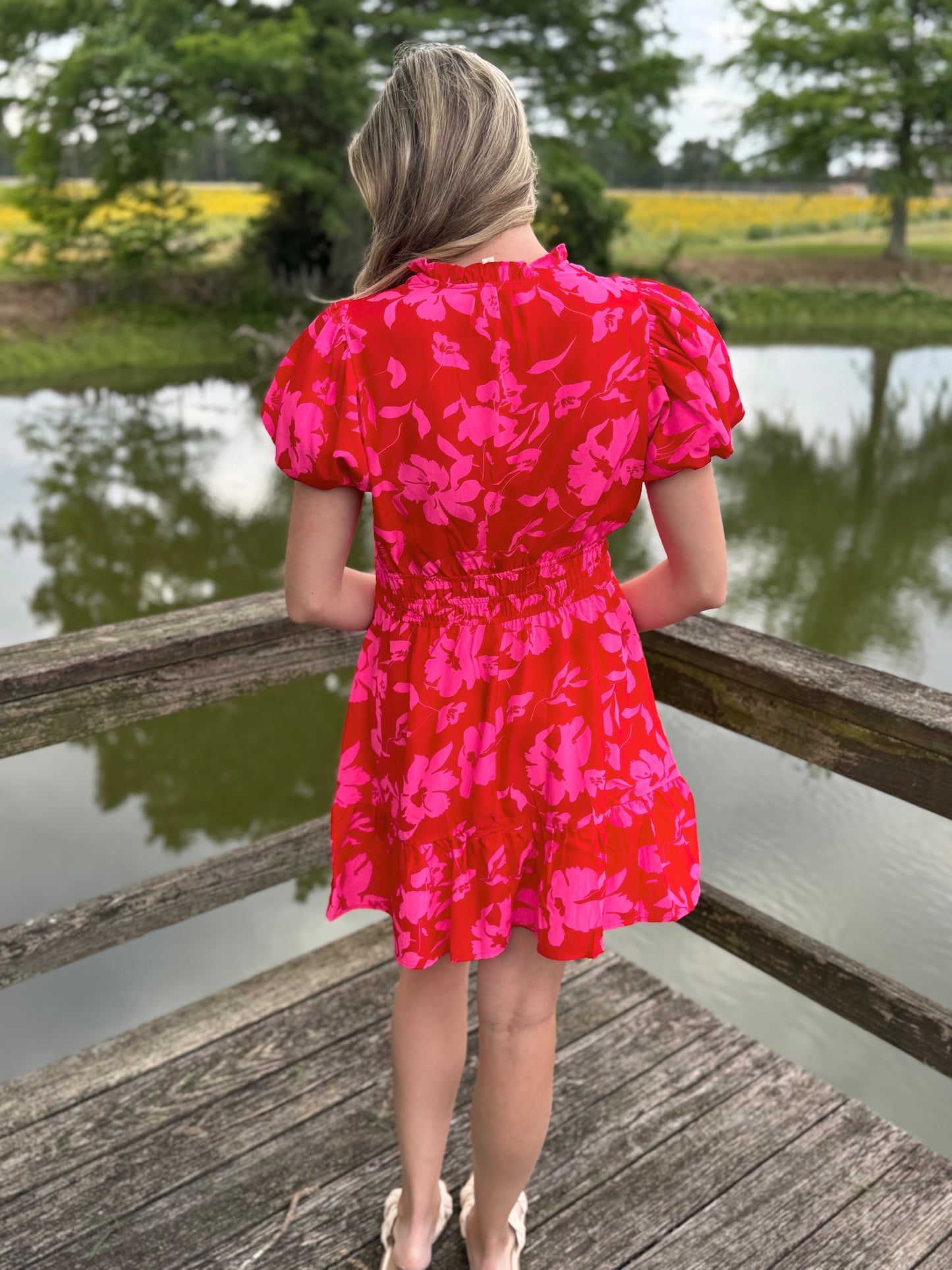 Ava Puff Sleeve Red Mini Dress