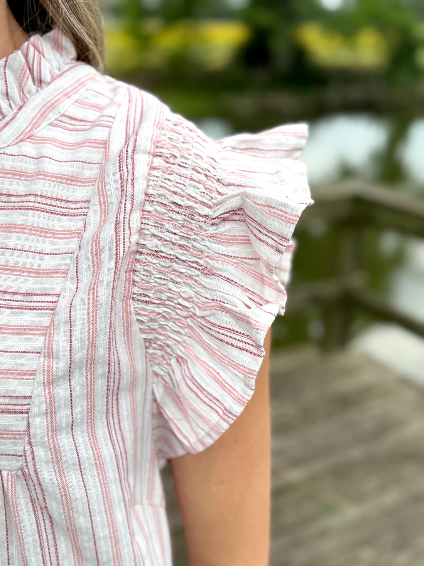 Romey Flutter Sleeve Striped Dress