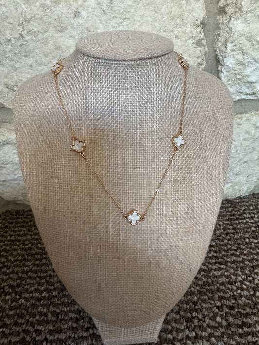 Multi White Clover Necklace