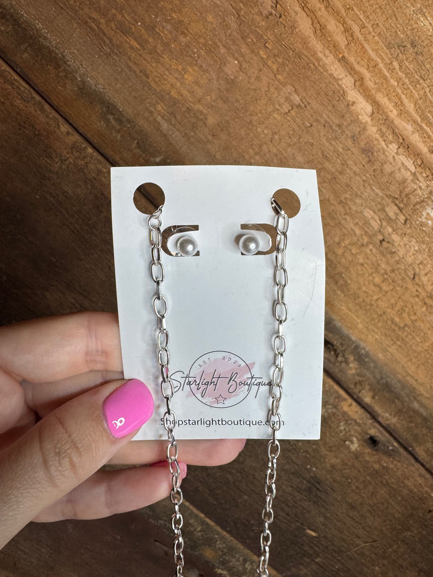 Long Pearl and Clover Necklace