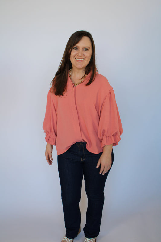 Almost 5 O'clock Top- Coral