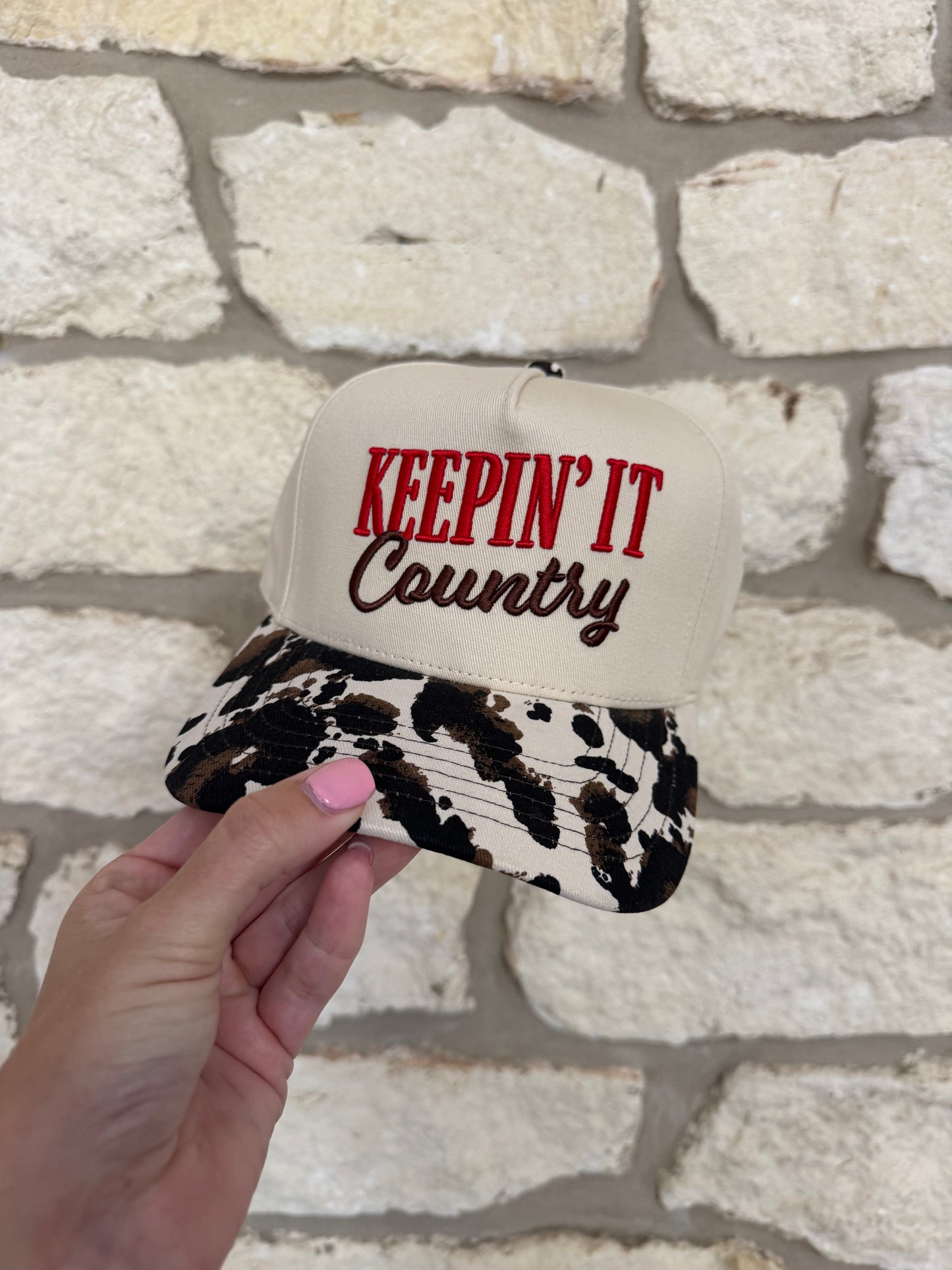 Keepin' It Country Cow print C.C. Hat