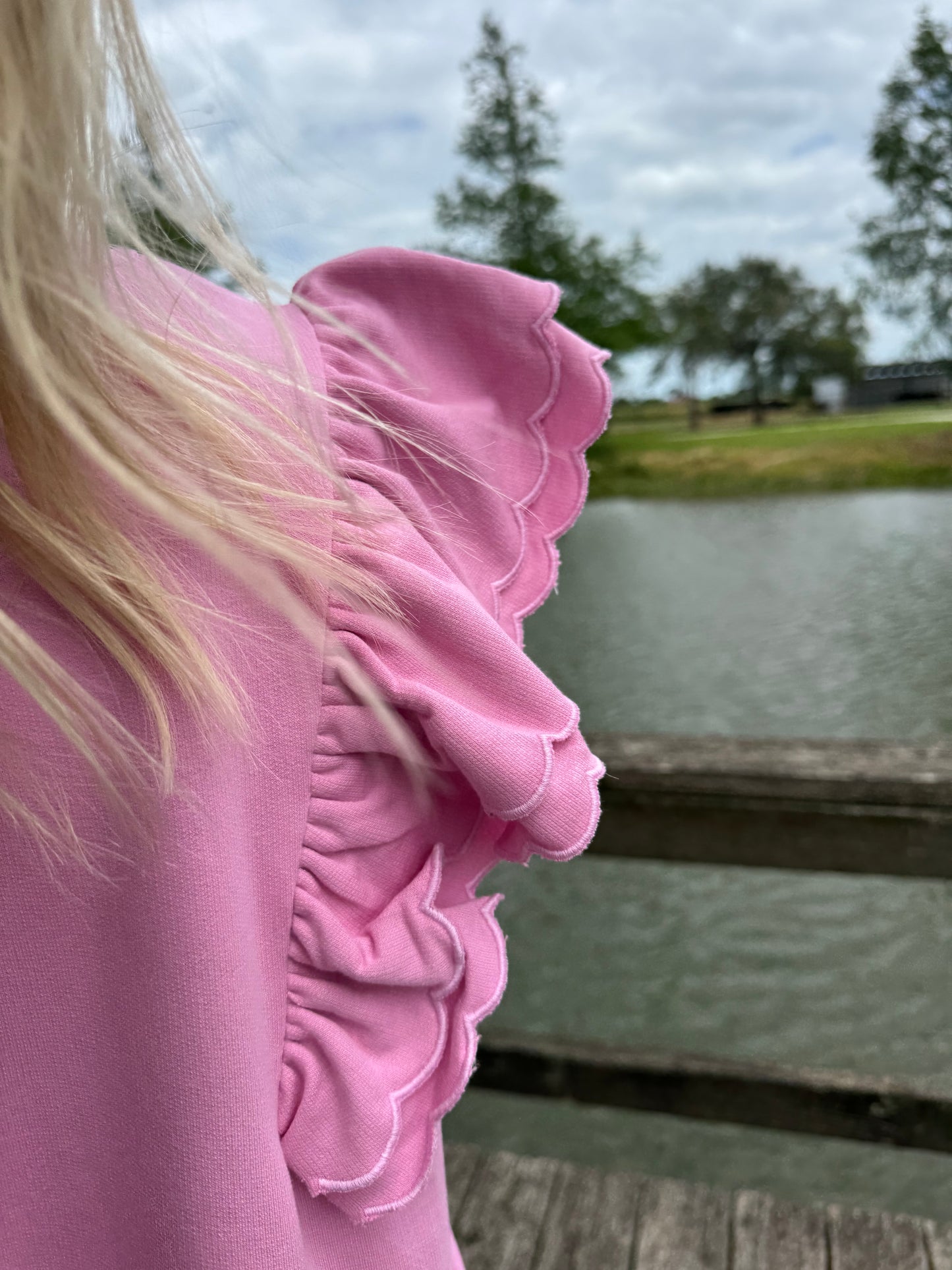 Lucy Pink Ruffle Sleeve Mini Dress