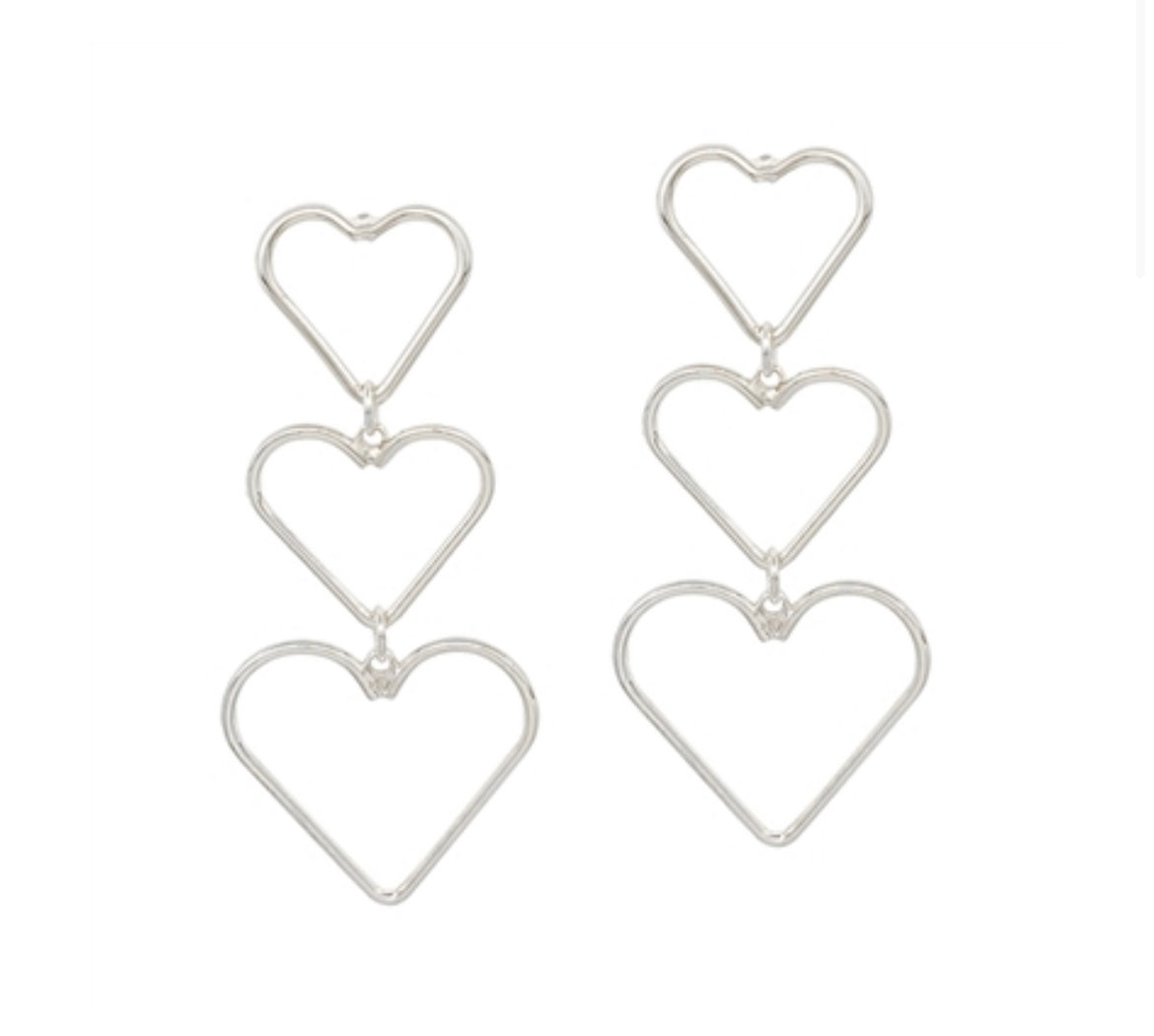 Triple Heart Earrings