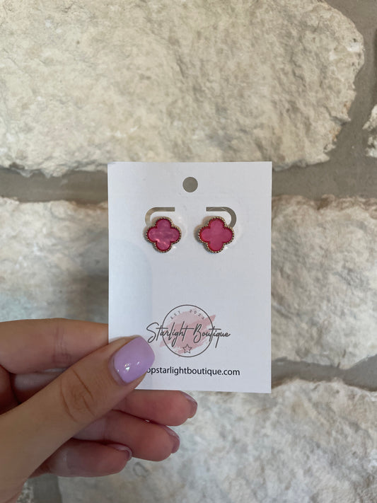 Pink Clover Studs