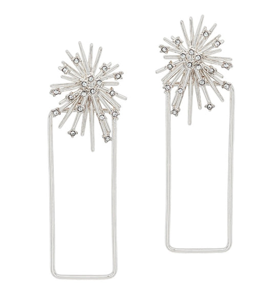 Silver Firework Earrings with Hoop